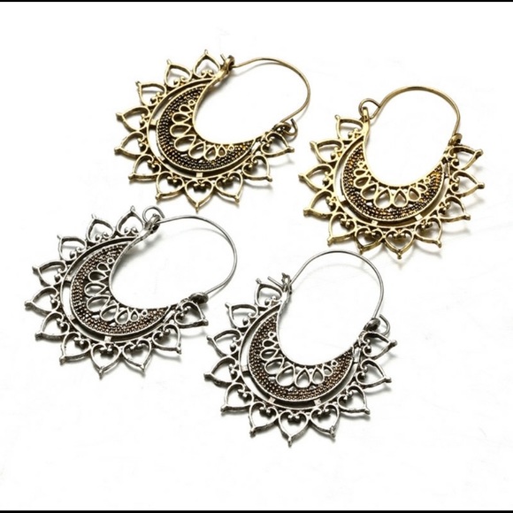 NEW Silver Boho Earrings Bohemian Antiqued Silver - Picture 6 of 7